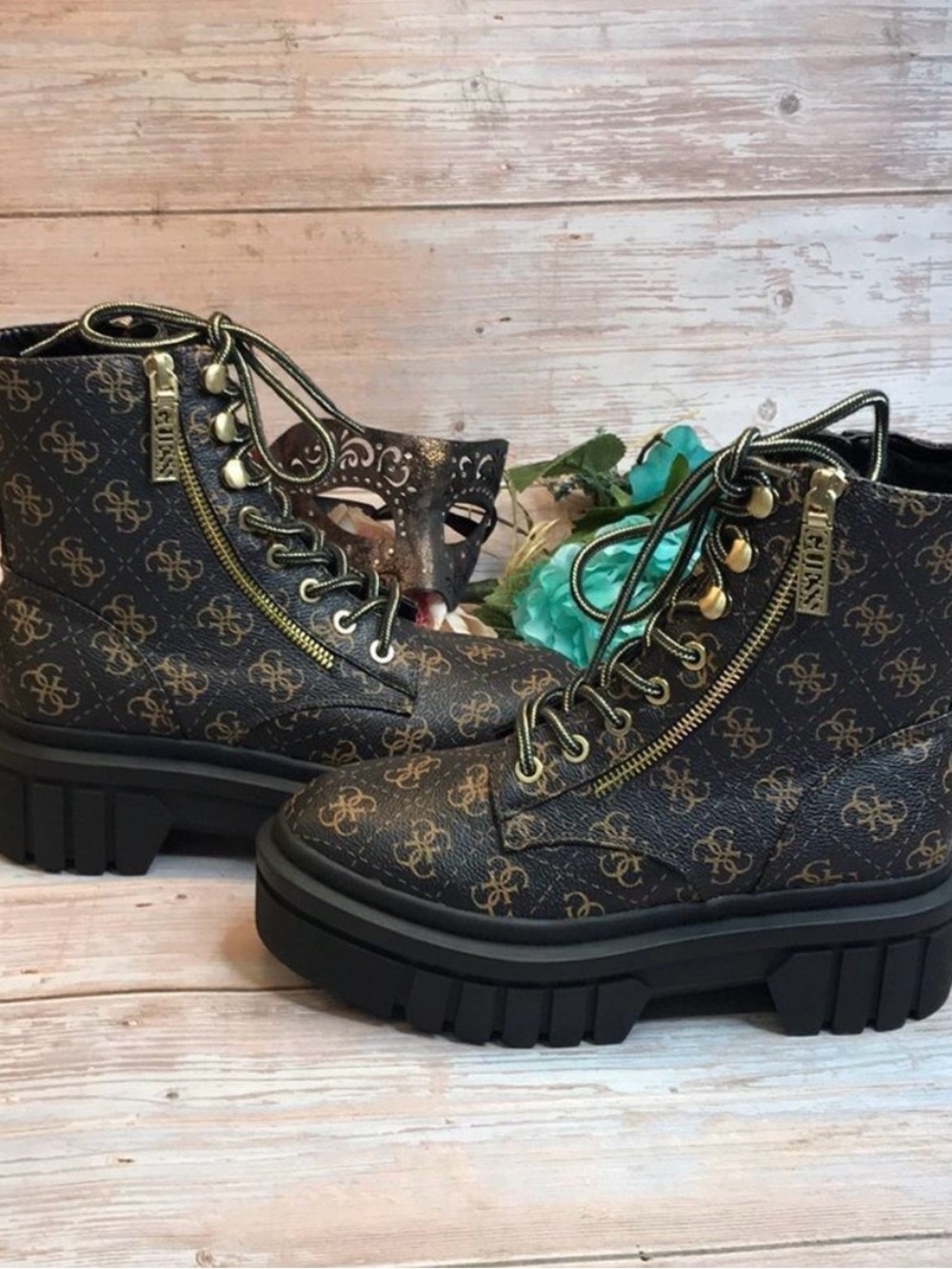 Guess Black and Tan Ankle Boots - Picture 13 of 15
